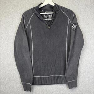 Buckle Black Label Men's Size Medium Slim Fit Black Quarter Zip Pullover Sweater